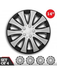 SUMEX 505136S Hub Cap 13 Set of 4 Marina Bay Silver-Black Color, Beautiful Design, Easy Installation, fit 13 inches Wheels 