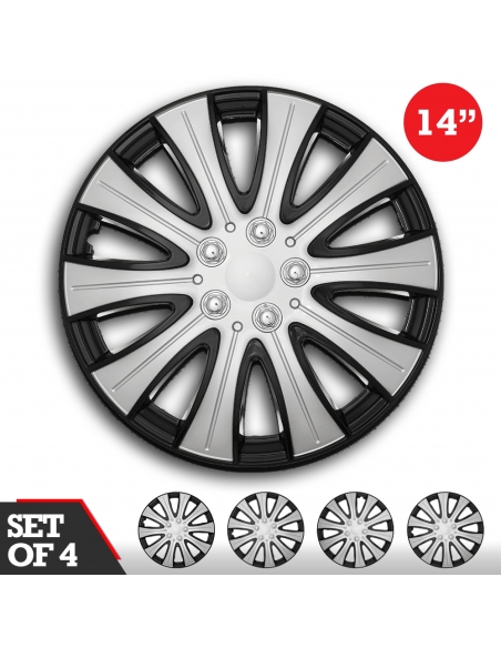 Wheel cover “TAMPA” SILVER & BLACK in different sizes. Universal fit. Easy to install.
