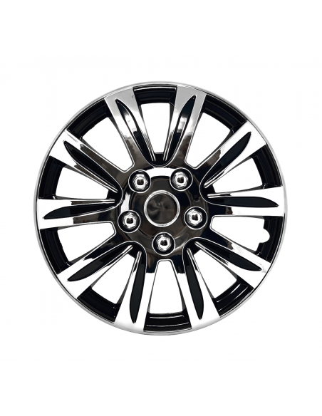 Wheel cover "MARINA BAY" BLACK & CHROME in different sizes. Universal. Easy to install.