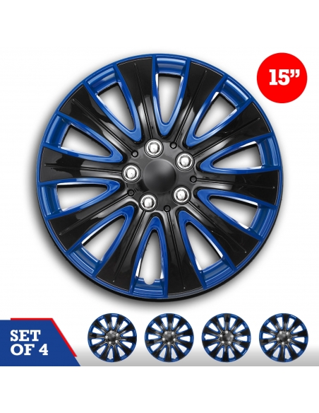 Wheel cover “TAMPA” BLACK & BLUE in different sizes. Universal. Easy to install.