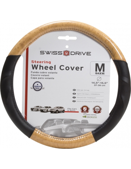 Steering Wheel Cover "LEXUS LINE" Light Wood Grain. Fits Size M 14.5" - 15.5"