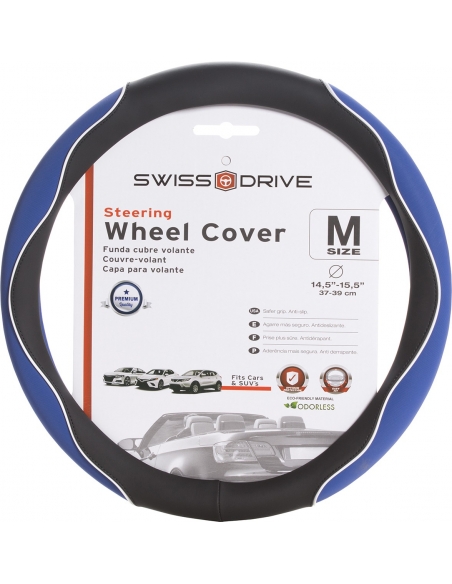 Steering Wheel Cover "WHITE LINE" in Different Colors. Fits Size M 14.5" - 15.5"