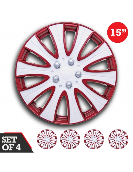Wheel Cover “TAMPA” RED & WHITE ABS Universal. Easy to install.