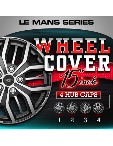 Swiss Drive Set of 4 Hubcaps 16 Le Mans Red Black Premium Wheel Covers Easy to Install Universal 